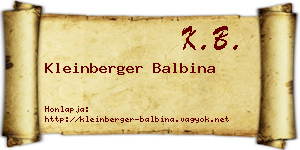 Kleinberger Balbina névjegykártya